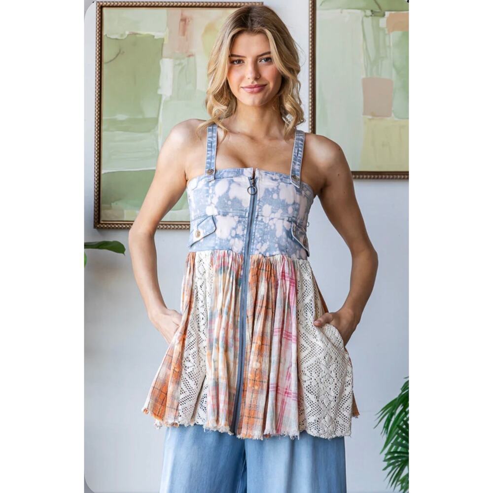 POL Denim Patchwork Top - Picture 3 of 8